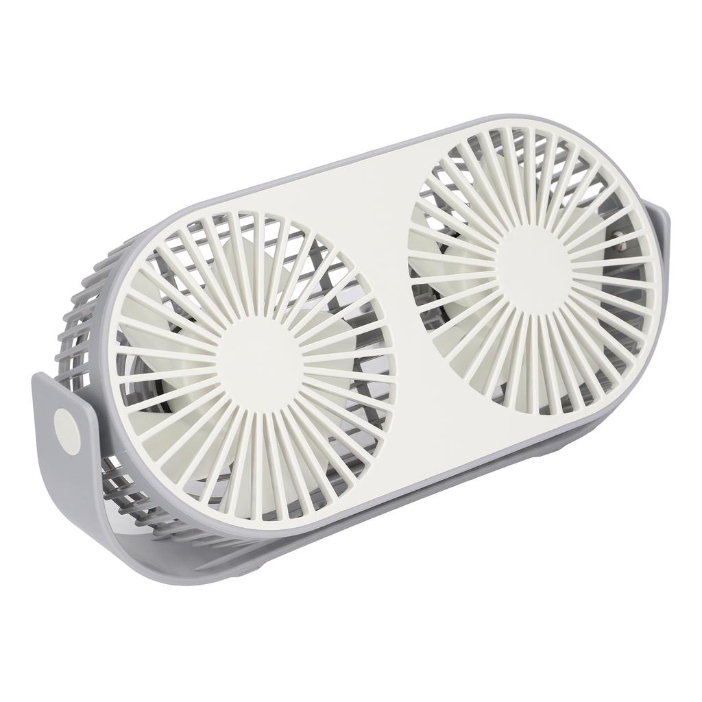 Double Fan 360° Rotation USB Charging Double  Fan Low Noise Grid Design Mini Desk Fan USB Desk F