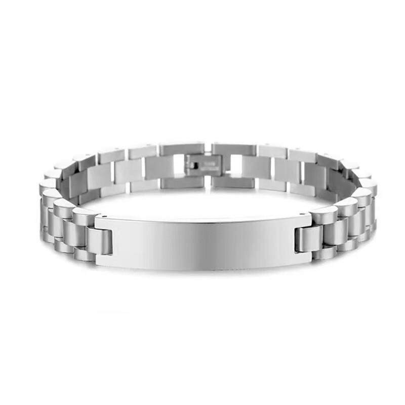 Geometrisches Edelstahlarmband für Herren Mit Personalisierbarer Gravurplatte Minimalistisch Mode
