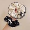 New Black White Polka Dot Hair Bundle Oversized Scrunchies Lace Butterfly Bow Hair Rope Ties Women Elegant Large Headbands