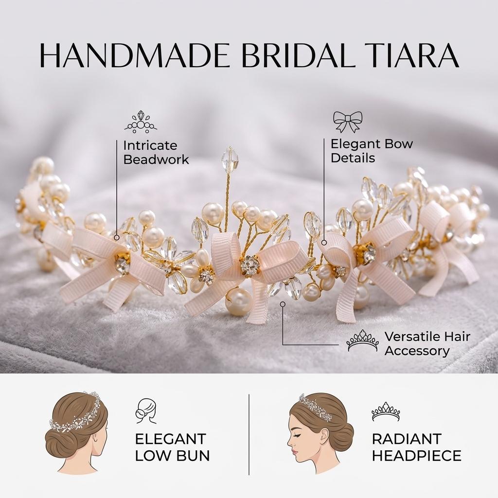 Bridal Crystal Beaded Headband Hand-made Hair Accessories For Chinese Wedding Ceremony