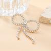 Sparkling Claw Chain Bow Tassel Earrings Women Gold Alloy Stud Drop Wedding Party Jewelry