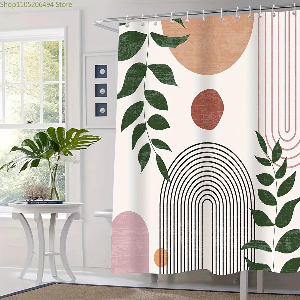 1/4pcs Bohemian Style Printed Creative Shower Curtain Set, Decorative Bathroom Set Includes 2D Flat Printed Shower Curtain, No