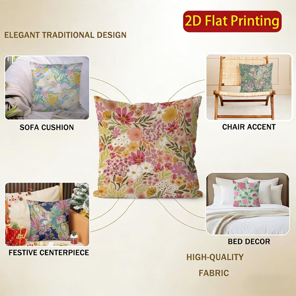 Bohemian Floral Paisley Throw Pillow Covers Pattern Cushion Cover Suitable For Sofa Bedroom Car Pillow Cover