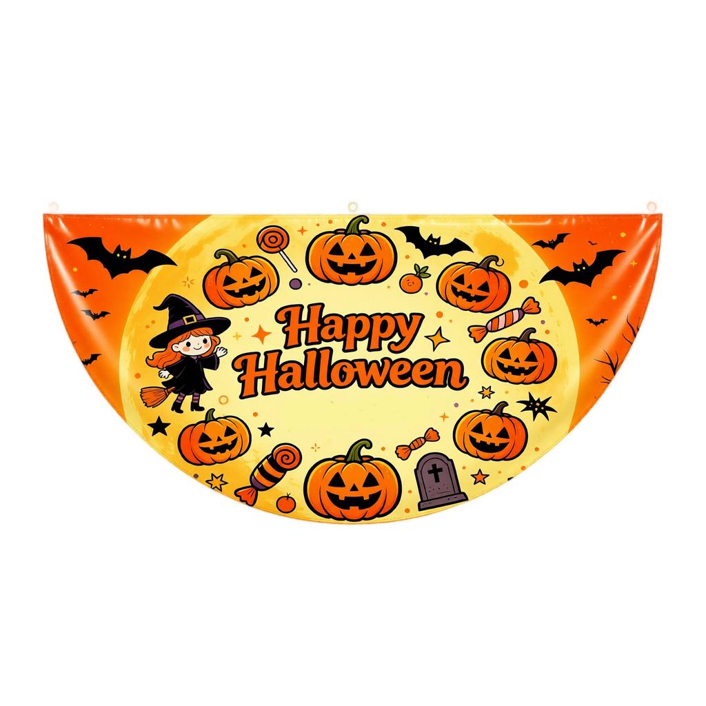 Halloween Fan Flag and Pumpkin Hanging Set for Outdoor Yard Decoration