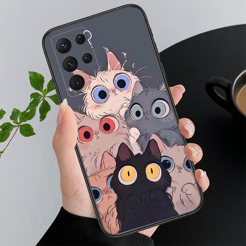 Phone Case For Samsung A55 A16 A56 A36 A35 A15 A53 A54 A33 A34 A25 A05S A52 A52S A14 A26 A71 Cartoon Black Cats