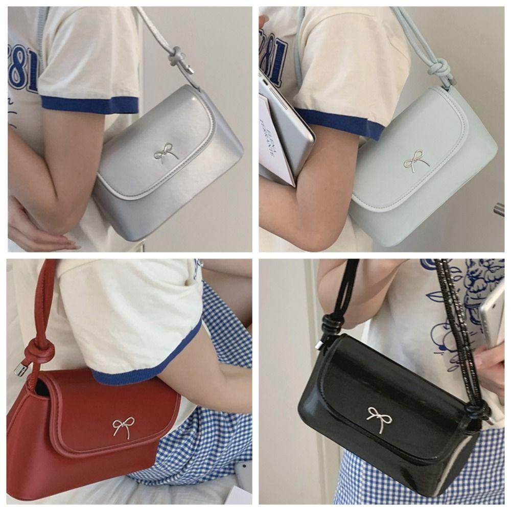 

PU Leather Bowknot Underarm Bag New Design Y2K Crossbody Bag Fashion Bow Armpit Handbag Girls
