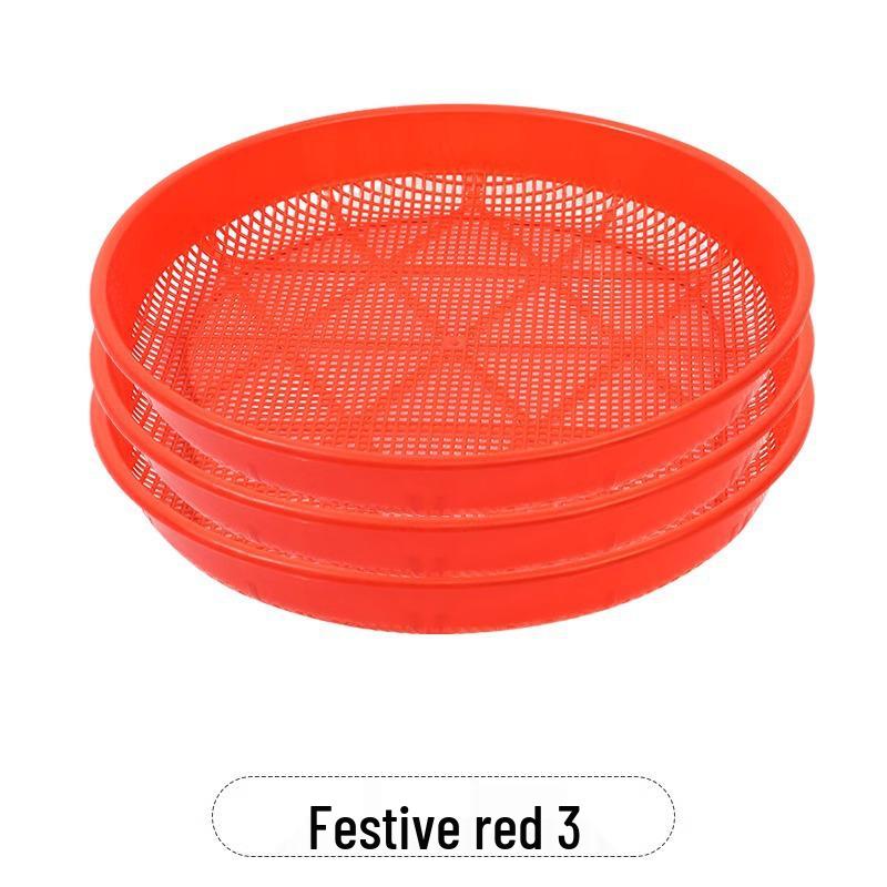 Plastic Round Sieve Winnowing Basket - Household & Commercial Fine Mesh Filter for Drying and Sifting Rice & Vegetables - Imitation Bamboo Weaving