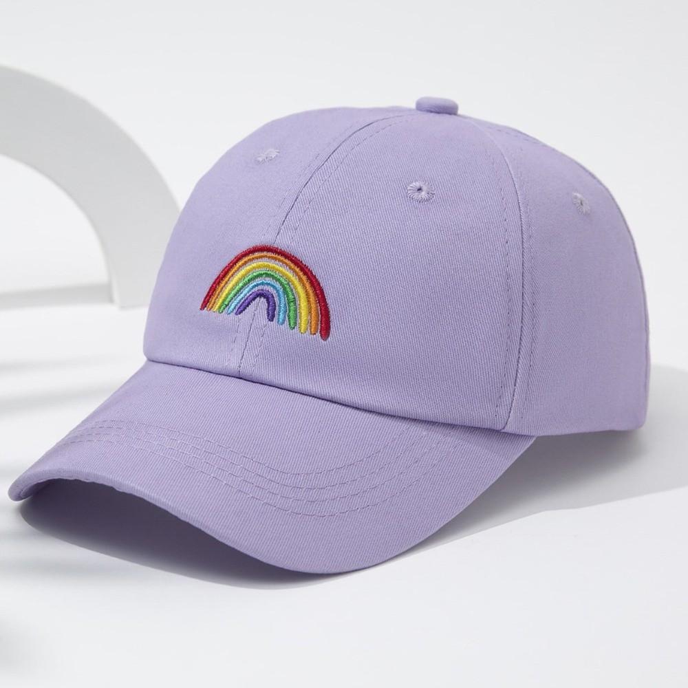 Casquette de Baseball Broderie Arc-en-ciel Douce Casquette Ajustable Décontractée Streetwear Casquette Papa Voyage en Plein Air