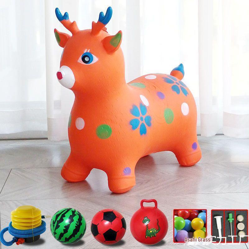 Extra Large Inflatable Bouncy Horse with Music - Thickened Leather Ride-On Pony for Children