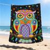 1pc Colorful Owl Art Print Print Outdoor Blanket, Lightweight Polyester,