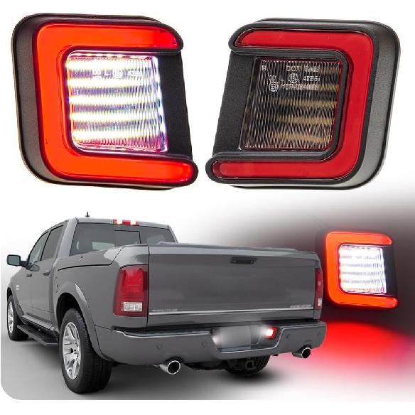 NJSBYL Full LED License Plate Light Assembly OEM Replacement for 2003-2018 D0dge Ram 1500 2500 3500 Pickup Truck Rear Tag License Number Plate Lamps