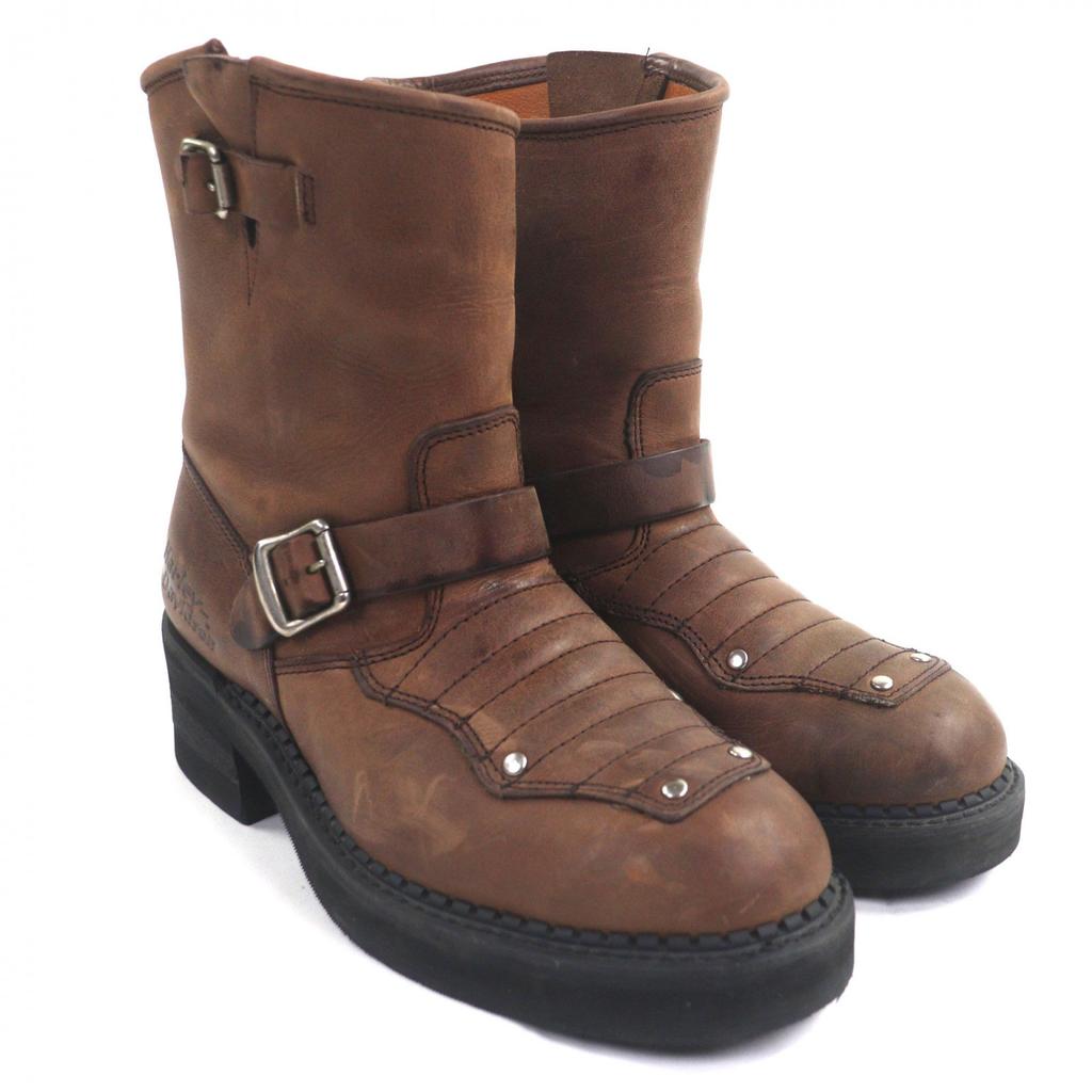 Great HARLEY DAVIDSON Knee-high boots 2WAY Brown leather mens 7.5 Used
