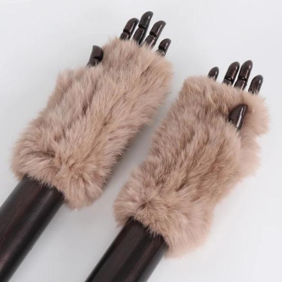 New Arrival Female Natural Rabbit Fur Gloves Knitted Warm Real Rex Rabbit Fur Mittens Women Winter Outdoor Rex Rabbit Fur Gloves