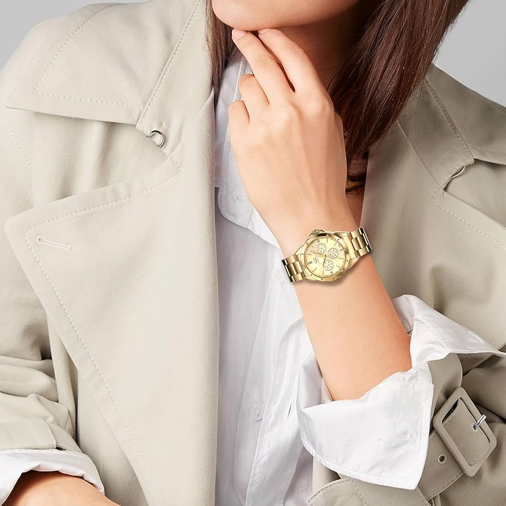 "Women's Stainless Steel Waterproof Analog Watch Gold Small Second Hand Fashion Accessory"