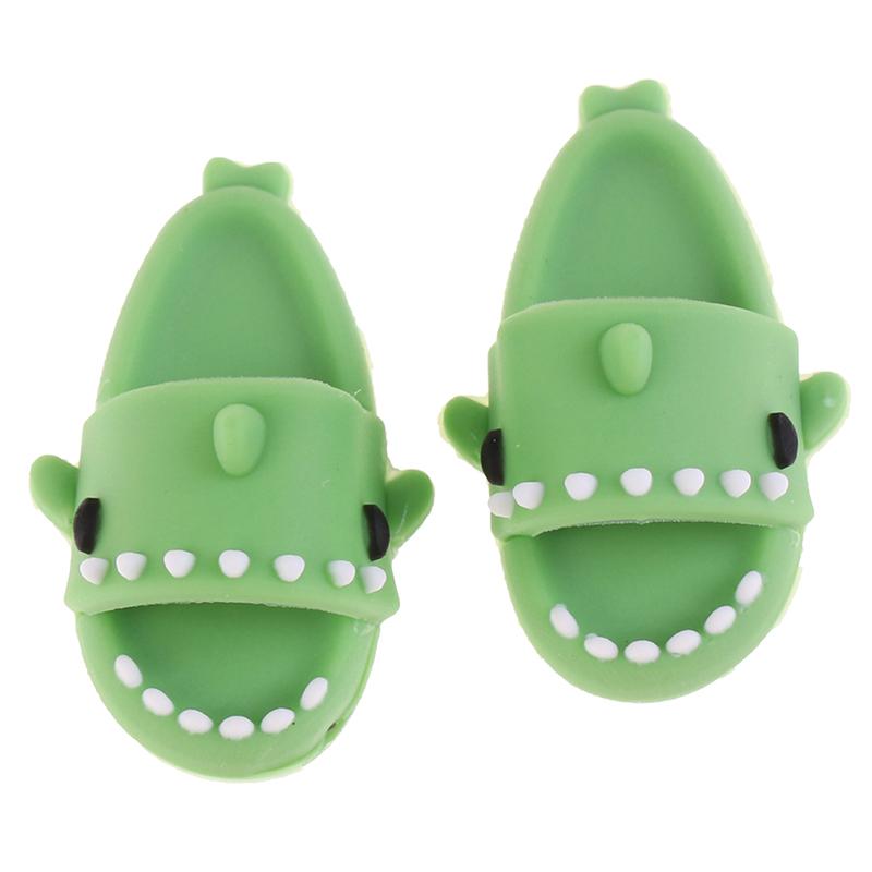 1 Pair 1:12 Dollhouse Miniature Cute Shark Slippers Doll Shoes Suit For Ob11 1/12 Bjd Doll Gsc Dod, Ymy Doll