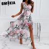 GMXIA Summer Chiffon Print Lace-up Dress Sleeveless Ladies