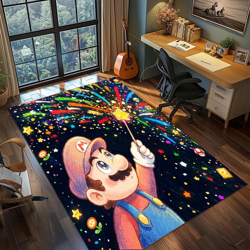 Super Mario Large Area Decorative Rug Carpet Non Slip Washable Floor Mat Gamer Bedroom Home.-TING
