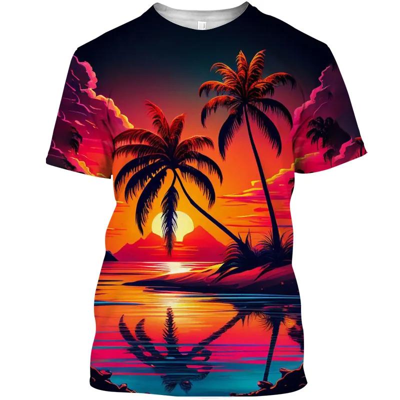 Ny Sommer Y2k T-skjorte Kunst T-skjorte Koreansk Populær Klær Topp 3D-trykk Grafisk T-skjorte Landskap Kortermet T-skjorte Herreklær