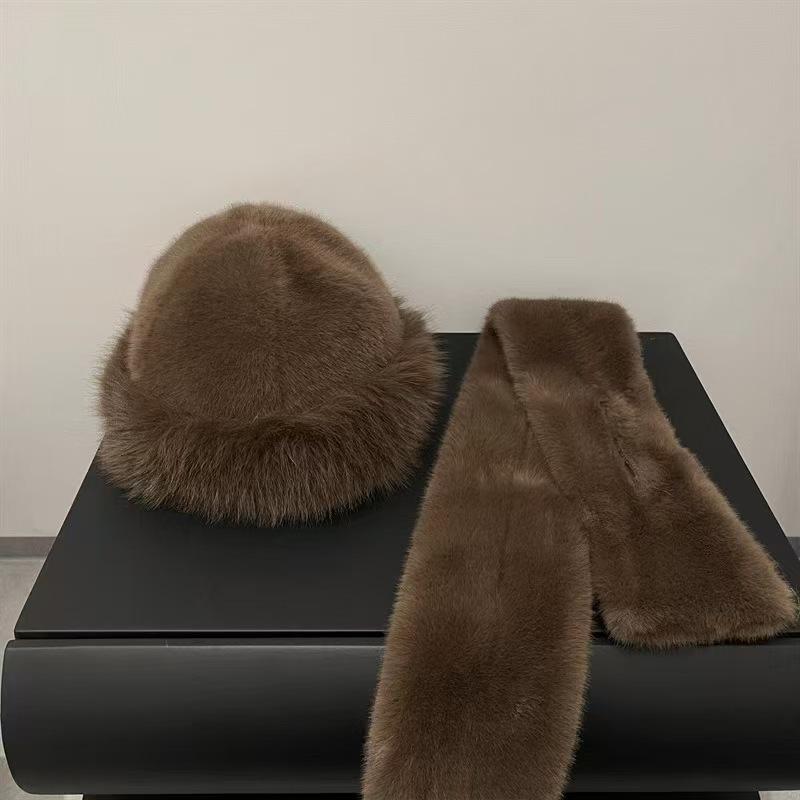 Imitation Mink Winter Scarf Mongolian Hat, Plush Hat Ladies Thickened Warm Fashion Ear Cap Imitation Mink Windproof