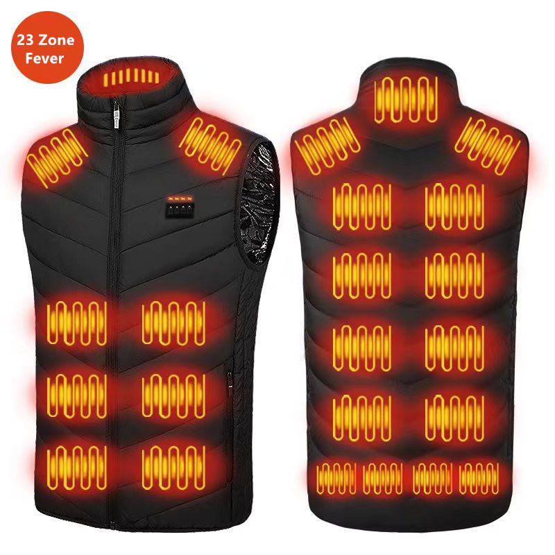 New Men'S Casual Stand Up Collar Outdoor Warm Electric Vest Winter Usb Port Intelligent Heating Sleeveless Coat(No Power Bank)