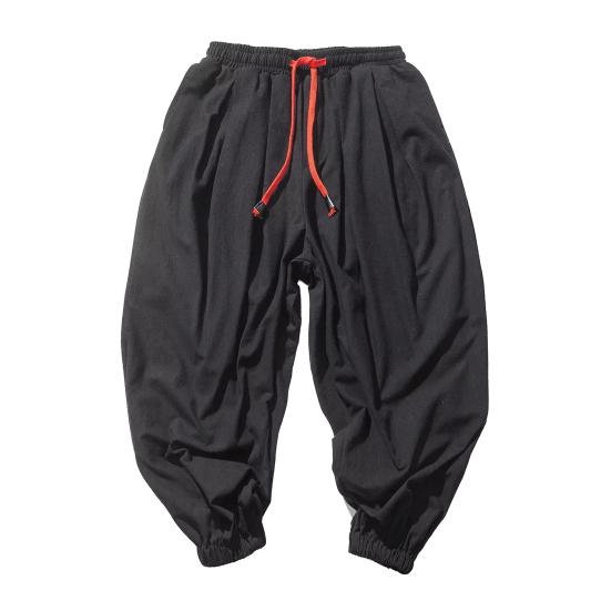 Men Harem Pants Drawstring Waist Baggy Drop Crotch Trousers Casual Loose Trousers with Elastic