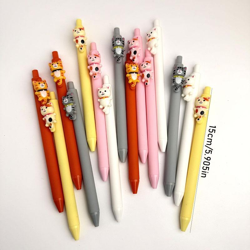 15Pcs Cute and Fun Cat Ballpoint Pens, Retractable Pens, Stationery, Office Supplies, and School Supplies, Signature Cute Student Stationery