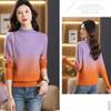 Women's Crew Neck Sweater Autumn and Winter Gradient Knit Pullover Loose Thick Knit Top