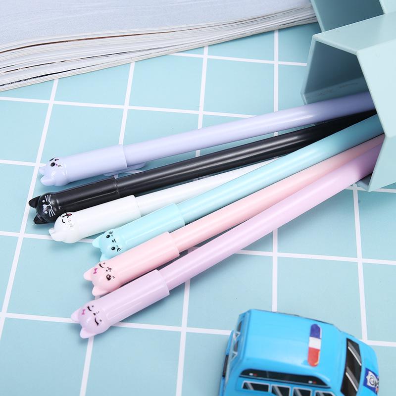 Korean Cute Kitten Wagging Tail Neutral Pen - 0.5mm Black Ink Student Stationery.