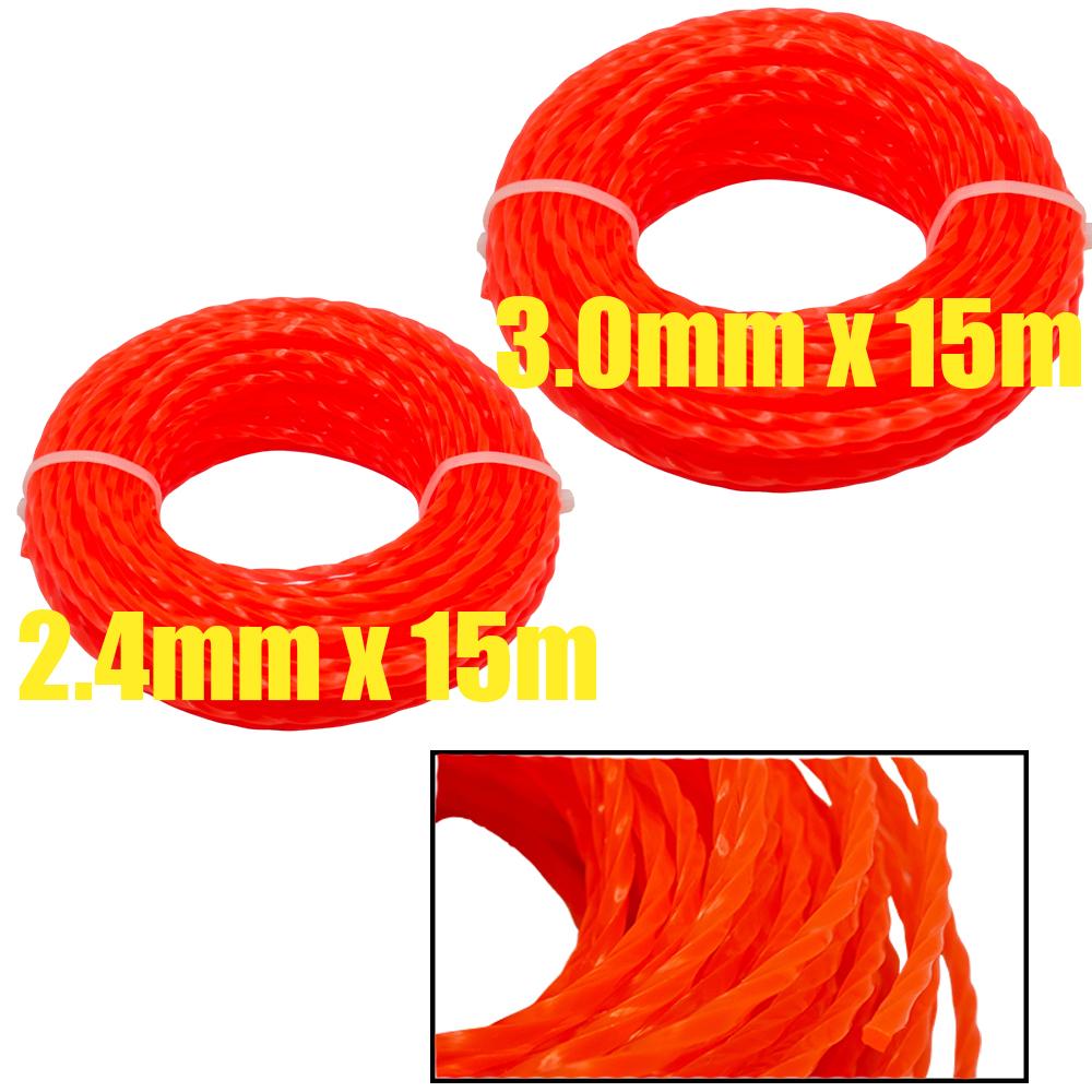 2.4/3.0mm*15m Mowing Nylon Grass Trimmer Rope Brush Cutter Strimmer Line Mowing Wire Lawn Mower Garden Power Tool Accessories