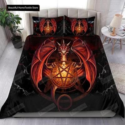 Dragon Printed Duvet Cover King Queen Western Magic Dragon Bedding Set Teen Adults Ancient Mythical Animal Polyester Quilt Cover