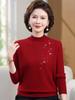 Women's Plus Size 100% Wool Embroidered Sweater - Semi-high Neck for Autumn/Winter