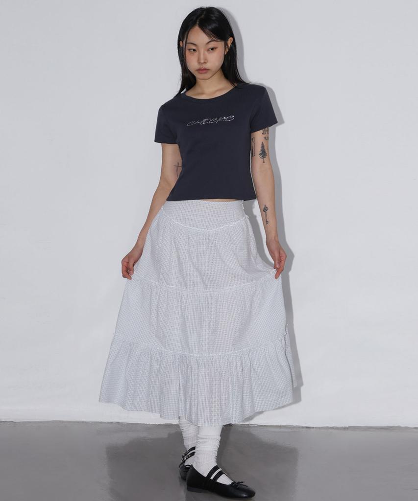 CHICKS Hotfix Logo Short Sleeve T-Shirt Charcoal
