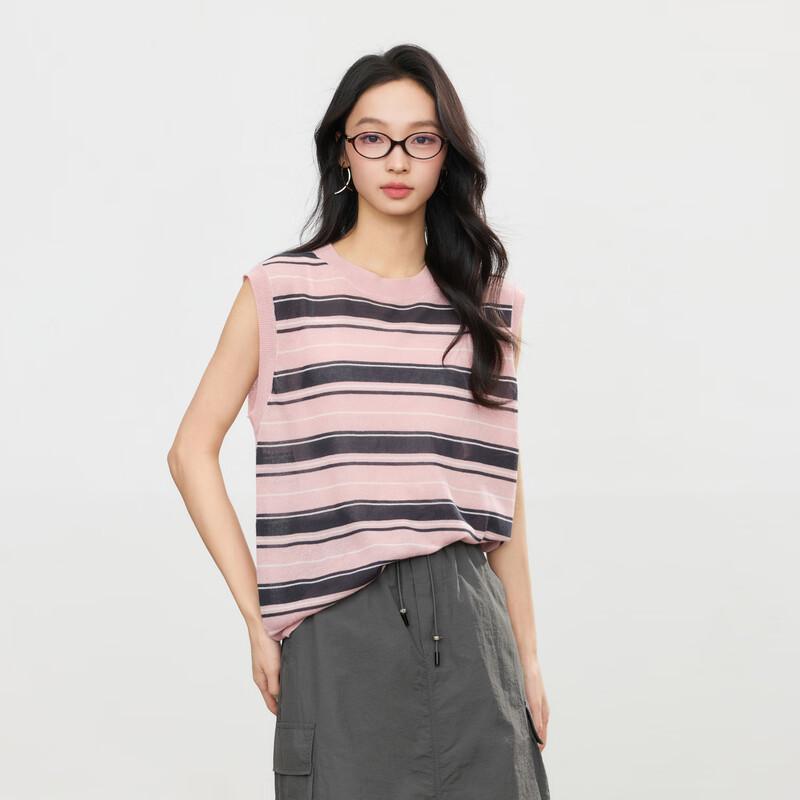 Elva' Island Striped Sleeveless Pullover Knit Top