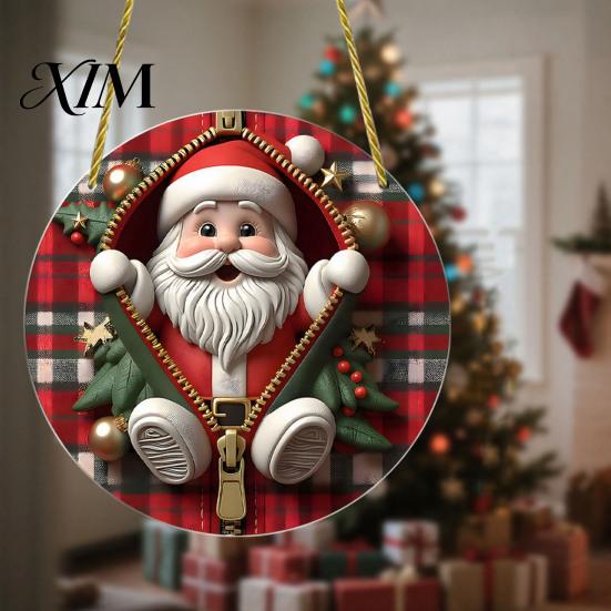 Double Sided Acrylic Decorations Double-sided Christmas Hanging Ornaments, Xmas Cartoon Snowman/Penguin/Gingerbread Man/Santa Claus Ornaments