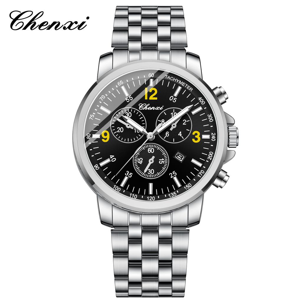Chenxi Luxus Sportuhr für Herren Wasserdicht Leuchtend Datum Chronograph Herrenuhr Quarz Edelstahl Herrenuhren
