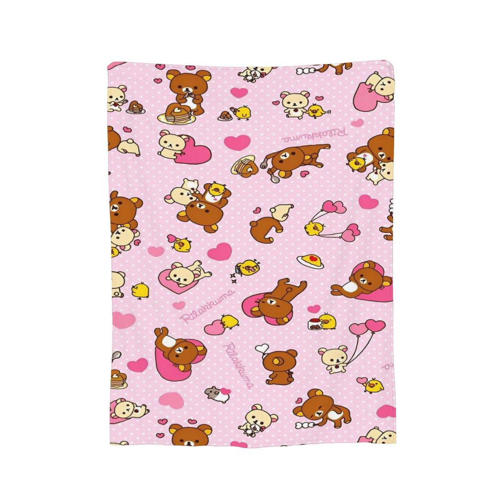 Rosa Süßer Bär Rilakkuma Decke Flauschige Tolle Atmungsaktive Überwurfdecken für Bett Sofa Winter,