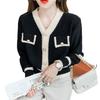New Women's V-Neck Long-Sleeve Knit Cardigan - Autumn/Winter Fashion