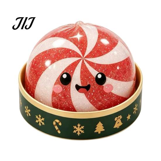Stress Reducing Desk Accessories Christmas Bun Squeeze Toy with Steamer, Soft Sensory Fidget Toy, Cute Fun Stocking Stuffers Slow Rising TPR Glitter,