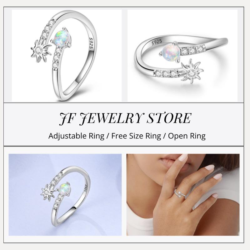 Free Size Ring For Women S925 Silver Original Blue Eyes Dragon Bee Shell Cherry Adjustable Rings Clover Chain Open Ring Jewelry