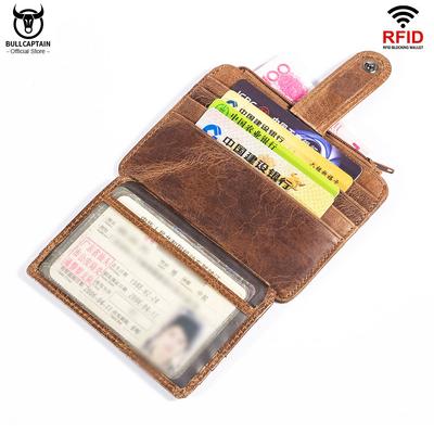 Cartera de cuero con bloqueo RFID para tarjetas de crédito, tarjetero de identificación, billetera para dinero para hombres y mujeres, bolso Retro