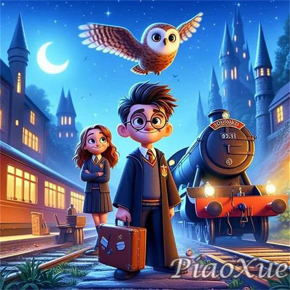 5D Diy Diamond Art Painting Harry Potter Cartoon Magic Castle Snowflake Mosaic Embroidery Jewelry Cross Stitch Kit Kids Gift