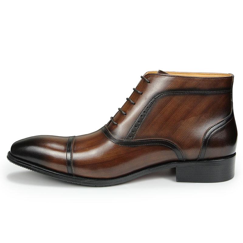 Fashion Business Men's Leather Boots Outdoor Premium Designer Luxury Pure Handmade With Hanging Up To The Ankle Male's Zipper Shoes Nice