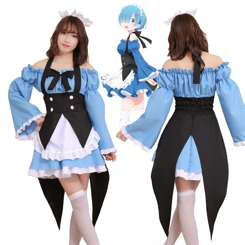 Re Zero Kara Hajimeru Lsekai Seikatsu Rem Ram Emilia Cosplay Costume Dress Maid