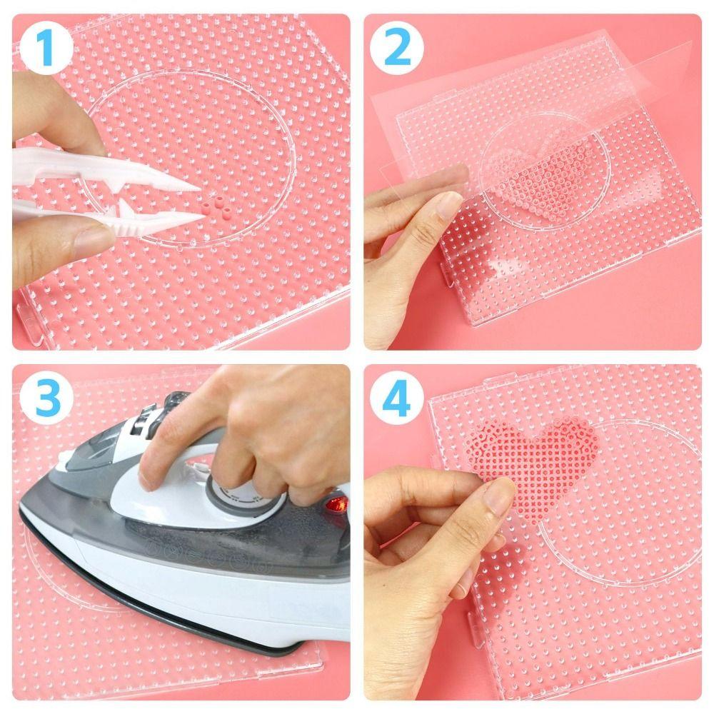 4Pcs Square Melting Beads Pegboards DIY 2.6mm Hama Beads template Fuse Beads Pegboards Kids Craft