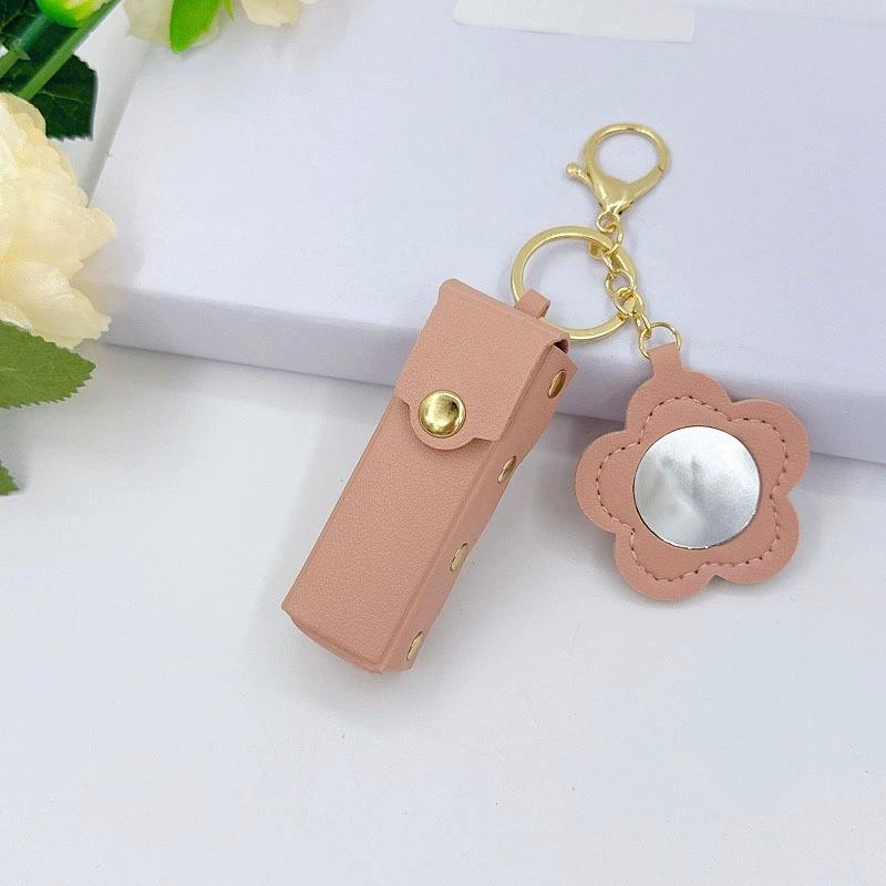 Portable Lipstick Mouth Red Envelope Gift Coin Purse Keychain Women Girls'Lipstick Storage Bag Fashion Storage Box with Mirror