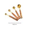 Gold-Plated Stainless Steel Measuring Cups & Spoons Set with Acacia Wood Handles – 8 Pieces