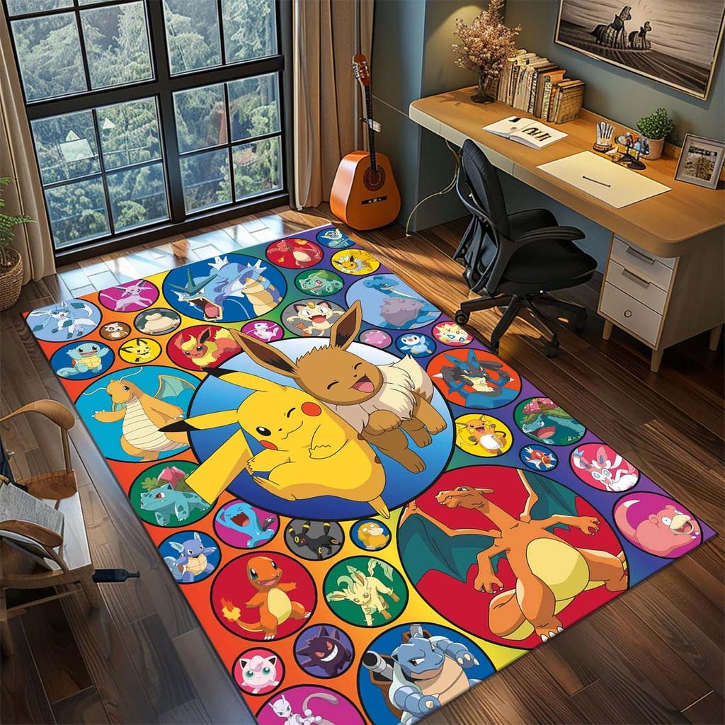Pokemon Anime Rug Carpet Large Area Rug Non Slip Washable Floor Mat Gamer Room Bedroom Home Decor -QJY