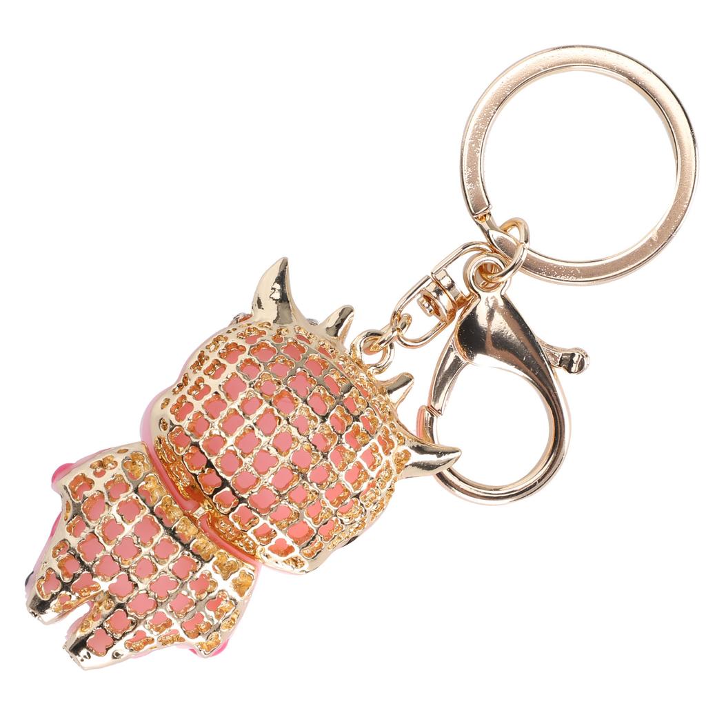 2Pcs Keychain Pendant Cartoon DiamondStudded Resin Small Cow Shape Metal Key   Decoration(White )