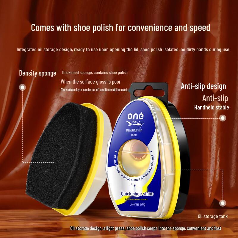 ONEFULL Quick Shine Leather Shoe Polish with Sponge Applicator