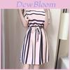 Elegante y Atemporal Vestido Casual de Manga Corta para Mujer con Rayas Clásicas